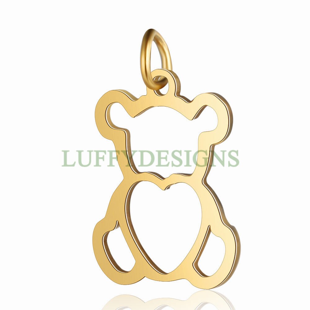 10pcs Bear Charms, Cute Teddy Bear Pendant, Stainless Steel Animal Pendant, Jewelry Making Supplies, Charm Jewelry, DIY Jewelry Accessory