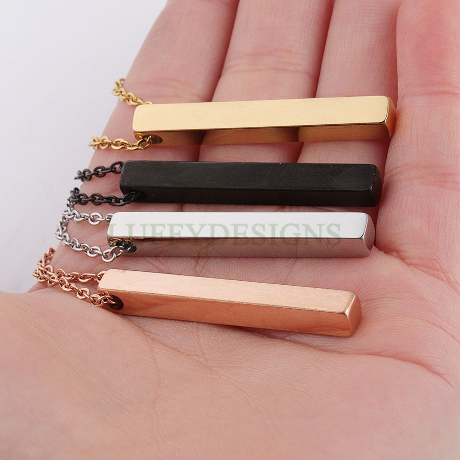 10pcs Blank 3D Bar Necklace, Arc Angel Bar Necklace Supplies, Gold stainless steel blanks, Hand stamping bar necklace, DIY Engraving, 40x5mm