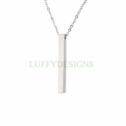 10pcs Blank 3D bar necklace, 3D bar necklace supplies, Gold stainless steel blanks, Hand stamping 3D bar necklace, DIY Engraving, 45x5mm