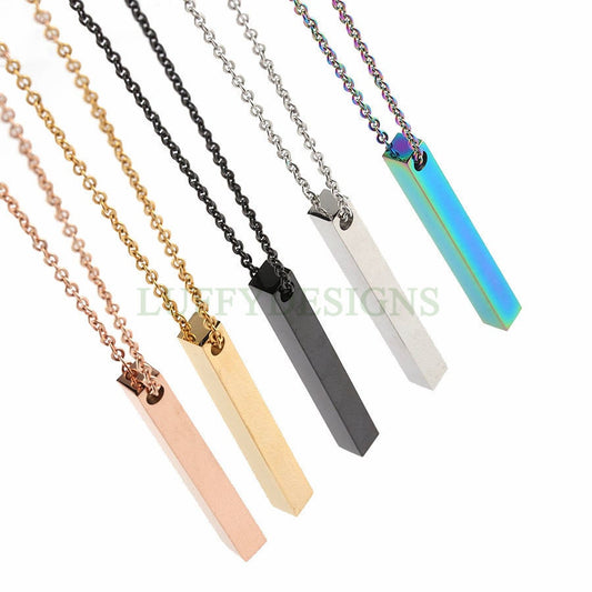 10pcs Blank 3D bar necklace, 3D bar necklace supplies, Gold stainless steel blanks, Hand stamping 3D bar necklace, DIY Engraving, 45x5mm