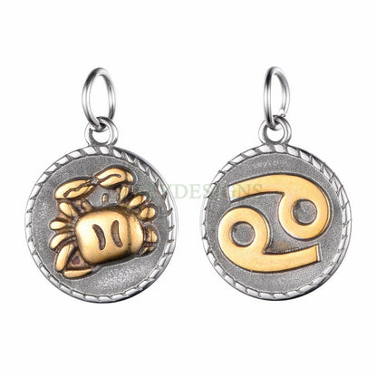12pcs/5pcs Zodiac Constellation Charms, Zodiac Symbol, Horoscope Charm, 316L Stainless Steel, Astrological Zodiac Signs, Gold Zodiac Pendant