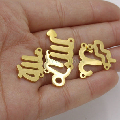 5pcs Zodiac Symbol Constellation Charm, Gold plated Stainless Steel, Gold Zodiac Pendant, Constellation Pendant, Mirror Polished, 15mm