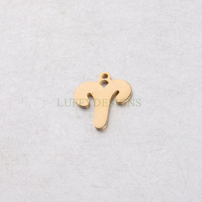 5pcs Zodiac Symbol Constellation Charm, Gold plated Stainless Steel, Gold Zodiac Pendant, Constellation Pendant, Mirror Polished, 15mm