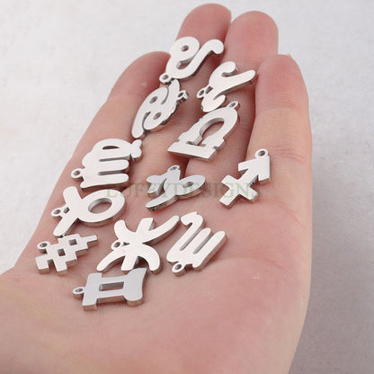 5pcs Zodiac Symbol Constellation Charm, Gold plated Stainless Steel, Gold Zodiac Pendant, Constellation Pendant, Mirror Polished, 15mm