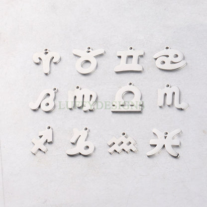 5pcs Zodiac Symbol Constellation Charm, Gold plated Stainless Steel, Gold Zodiac Pendant, Constellation Pendant, Mirror Polished, 15mm
