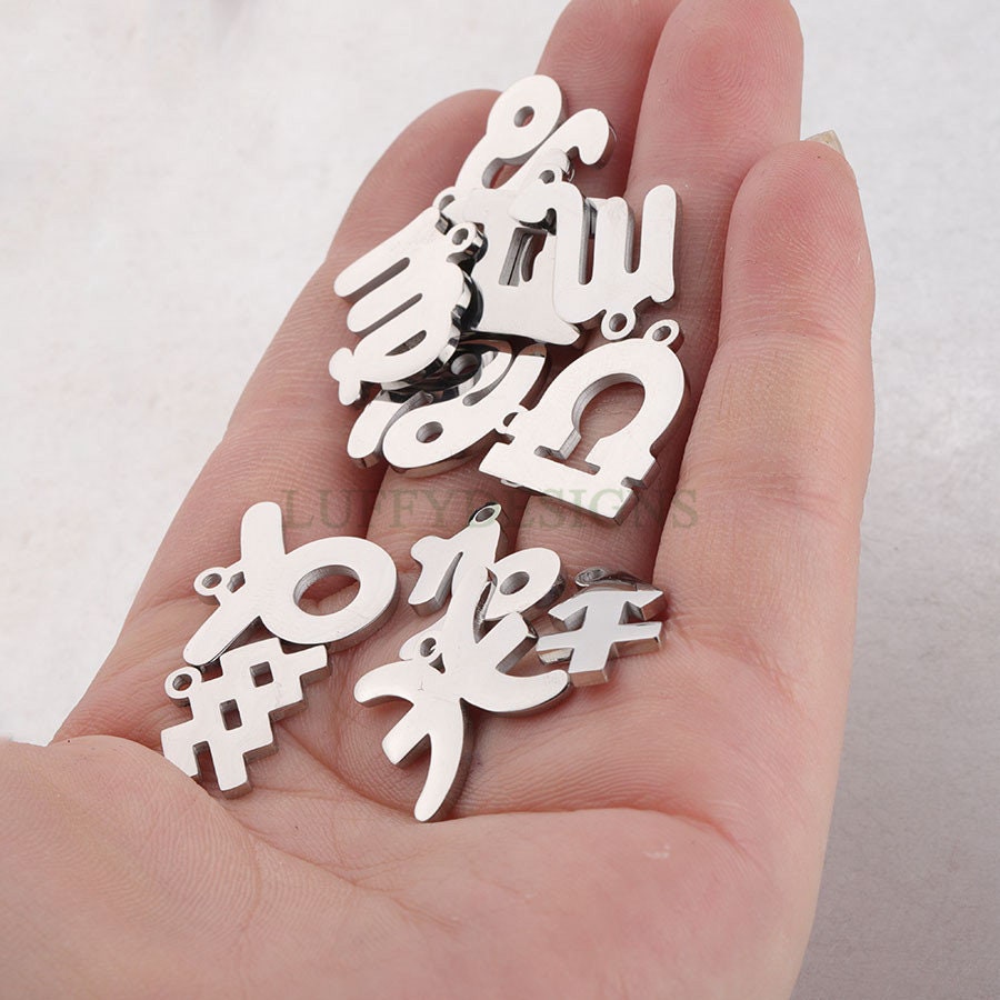 5pcs Zodiac Symbol Constellation Charm, Gold plated Stainless Steel, Gold Zodiac Pendant, Constellation Pendant, Mirror Polished, 15mm