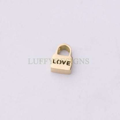 10pcs 3D Lock Charms 10x7mm, Gold plated Stainless Steel, Gold Lock Beads Charm, Tiny Lock Findings, Mirror Polished, Love Lock Beads Charm