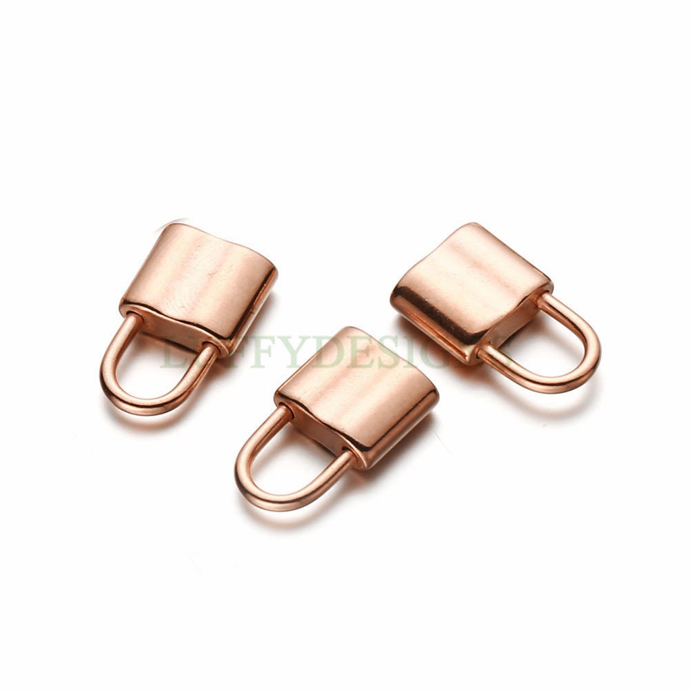 10pcs 3D Lock Charms 10x17mm, Gold plated Stainless Steel, Gold Lock Pendant Charm, Tiny Lock Findings, Rose Gold Lock Pendant