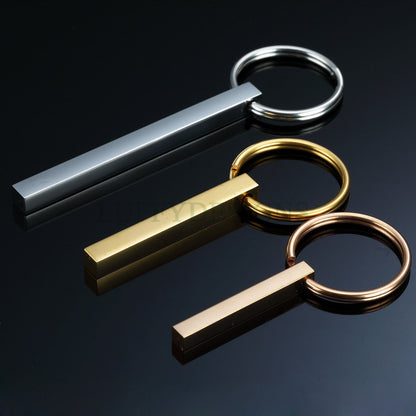 5pcs Blank 3D bar keychain, 3D bar keyring supplies, Gold stainless steel blanks, Hand stamping bar keychain, Mirror Polished DIY Engraving