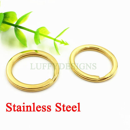 10pcs Round Key Split Rings, Gold /Rose Gold plated 304 Stainless Steel, Bulk Large Jump Ring, 25mm /30mm /35mm Key Rings, Mirror Polished