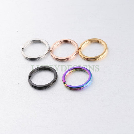 10pcs Round Key Split Rings, Gold /Rose Gold plated 304 Stainless Steel, Bulk Large Jump Ring, 25mm /30mm /35mm Key Rings, Mirror Polished