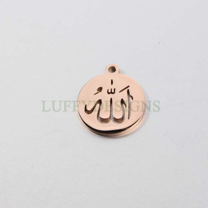 10pcs Islamic ALLAH الله and Mohammed محمد PBUH, Gold Islamic Charm Pendant, Religion Charm, Mirror Polished Staninless Steel Findings