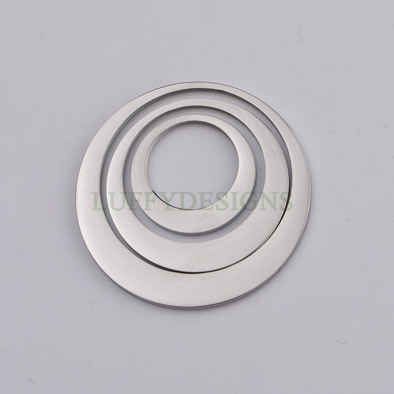 5pcs Circles Charm, Three-Layer Circle Pendant, Stainless Steel Ring Charm, Circles Charms Link Connectors, Round Pendant, Round Flat Ring