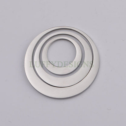 5pcs Circles Charm, Three-Layer Circle Pendant, Stainless Steel Ring Charm, Circles Charms Link Connectors, Round Pendant, Round Flat Ring