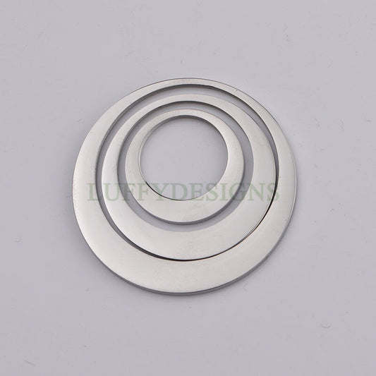 5pcs Circles Charm, Three-Layer Circle Pendant, Stainless Steel Ring Charm, Circles Charms Link Connectors, Round Pendant, Round Flat Ring