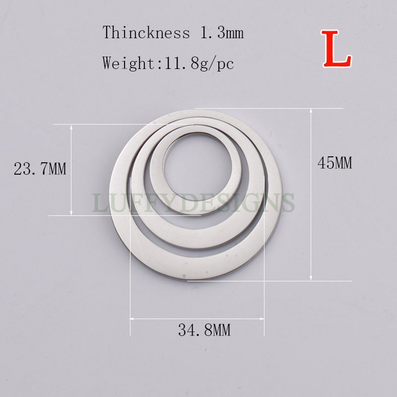 5pcs Circles Charm, Three-Layer Circle Pendant, Stainless Steel Ring Charm, Circles Charms Link Connectors, Round Pendant, Round Flat Ring