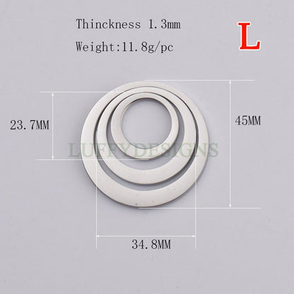 5pcs Circles Charm, Three-Layer Circle Pendant, Stainless Steel Ring Charm, Circles Charms Link Connectors, Round Pendant, Round Flat Ring