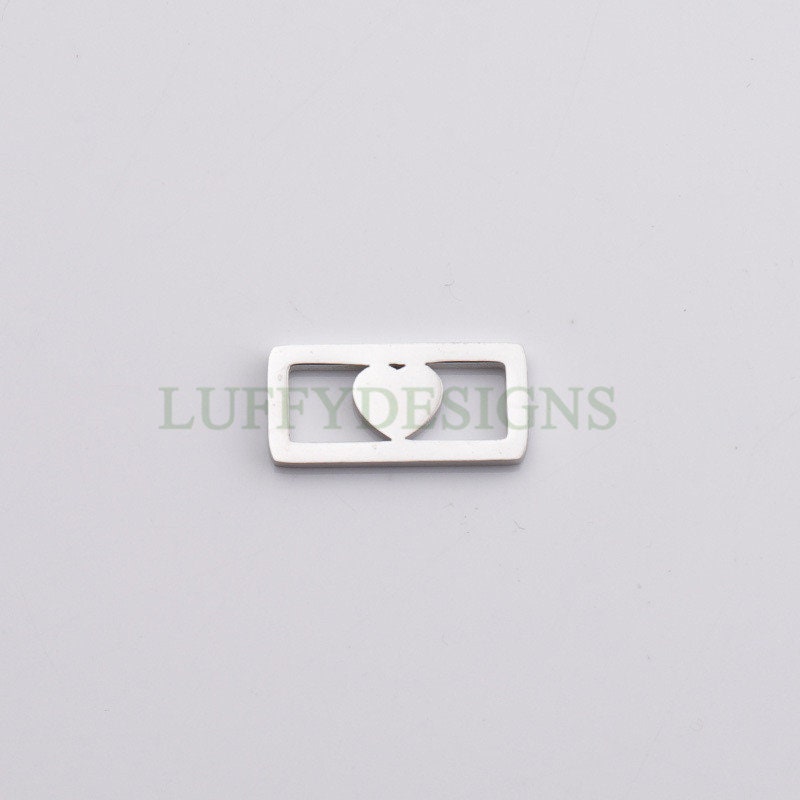 10pcs Rectangle Heart /Star /Clover Charm, Gold Hollow Pendant, Gold plated 316 Stainless Steel, Mirror Polished Bracelet Findings