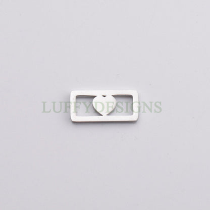 10pcs Rectangle Heart /Star /Clover Charm, Gold Hollow Pendant, Gold plated 316 Stainless Steel, Mirror Polished Bracelet Findings