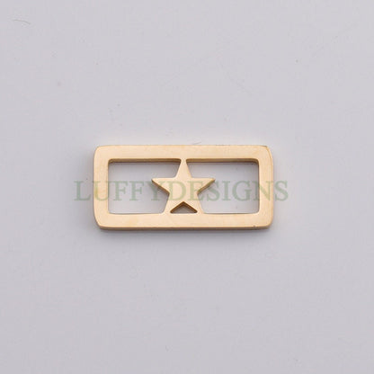 10pcs Rectangle Heart /Star /Clover Charm, Gold Hollow Pendant, Gold plated 316 Stainless Steel, Mirror Polished Bracelet Findings