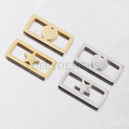 10pcs Rectangle Heart /Star /Clover Charm, Gold Hollow Pendant, Gold plated 316 Stainless Steel, Mirror Polished Bracelet Findings