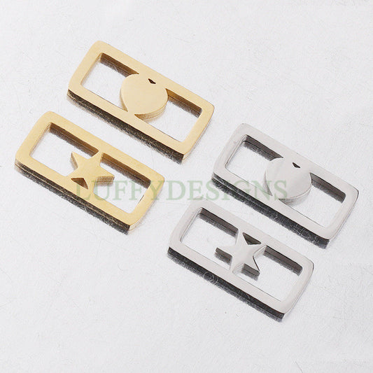 10pcs Rectangle Heart /Star /Clover Charm, Gold Hollow Pendant, Gold plated 316 Stainless Steel, Mirror Polished Bracelet Findings