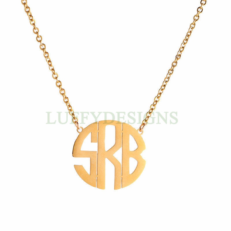 Gold Monogram Necklace, 3 Initials Monogram Necklace, Personalized Name Necklace, Custom Name Necklace, Rose Gold Monogram Pendant Necklace