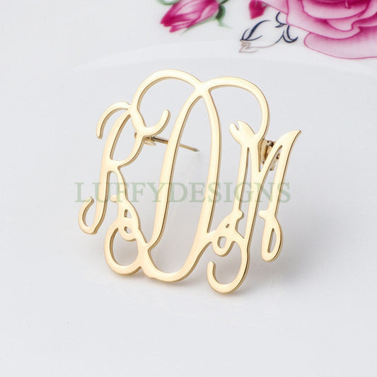 Gold Monogram Brooch