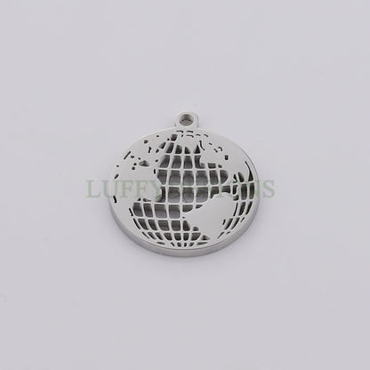 5pcs World Charm Pendants, World Map Pendant 18mm, Earth Charm, Globe Charm, Travel Jewelry, Stainless Steel World Map Charms, Earth Pendant
