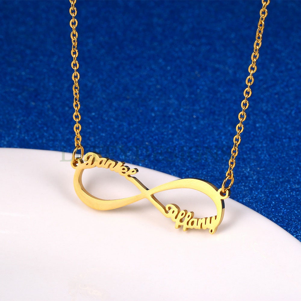 Personalized Infinity Necklace, Custom Couple Name Necklace, Eternity Name Necklace, Gold Name Necklace, Monogram Necklace, Memorial Jewelry