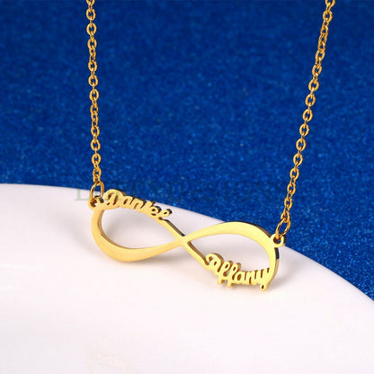 Personalized Infinity Necklace, Custom Couple Name Necklace, Eternity Name Necklace, Gold Name Necklace, Monogram Necklace, Memorial Jewelry