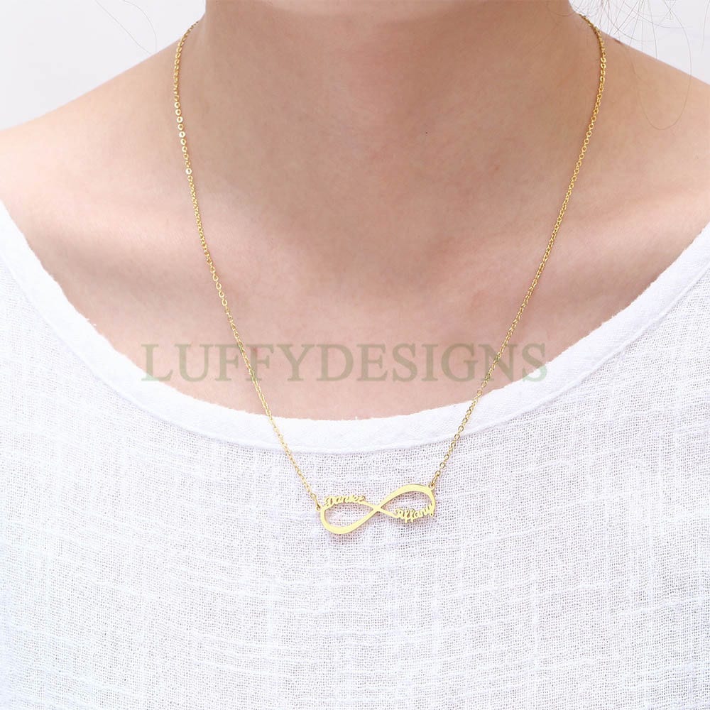 Personalized Infinity Necklace, Custom Couple Name Necklace, Eternity Name Necklace, Gold Name Necklace, Monogram Necklace, Memorial Jewelry