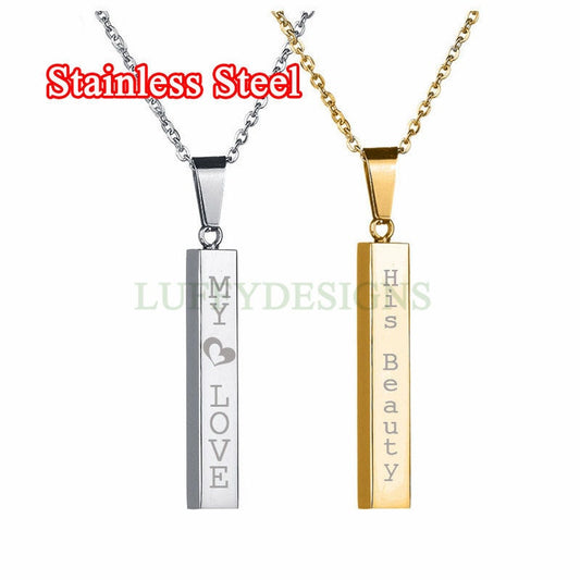 Personalized 3D Bar Necklace, Custom Name Necklace, Gold Jewelry, 4 Side Column Pendant, Engraved Necklace,Bridesmaid Necklace,Chrismas Gift