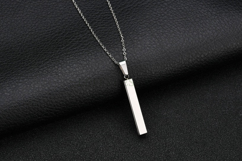 Personalized 3D Bar Necklace, Custom Name Necklace, Gold Jewelry, 4 Side Column Pendant, Engraved Necklace,Bridesmaid Necklace,Chrismas Gift