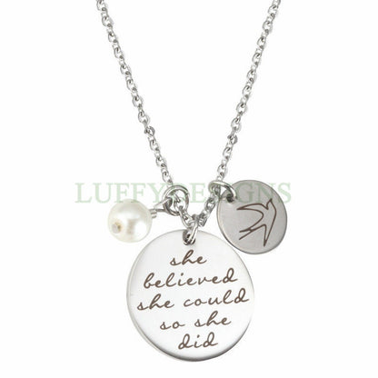 Personalized Jewelry, Engraved Stainless Steel Necklace, Quote Necklace, Customized Necklace, Inspirational Jewelry,Friendship Birthday Gift