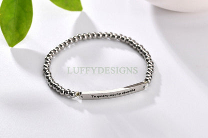 Personalize Bar Bracelet, Ball Chain Bracelet, Custom Name Bracelet, Engraved Jewelry, Bridesmaid Gift For Her,Friendship Gift,Chrismas Gift