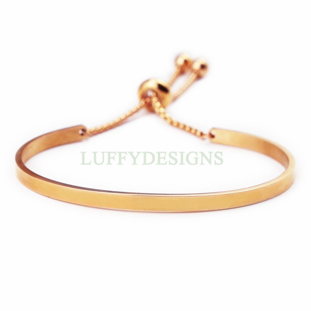 Personalize Bar Bracelet, Personalize Signature Bangle, Custom Engraved Bolo Bracelet, Adjustable Slider Bead Gift for Her Friendship Gift