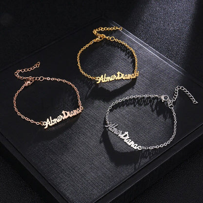 Personalized Name Jewelry, Custom Name Bracelet, Custom Word Gifts, Gold Name Bracelet, Monogram Bracelet, Memorial Jewelry, Bridal Gift