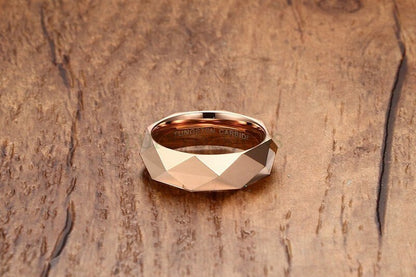 Personalized Ring, Prismatic Cut Surface, Custom Name Ring, Tungsten Carbide Ring, Promise Ring, Engraved Ring, Wedding Band, Gift For Her