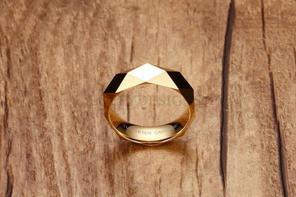 Personalized Ring, Prismatic Cut Surface, Custom Name Ring, Tungsten Carbide Ring, Promise Ring, Engraved Ring, Wedding Band, Gift For Her