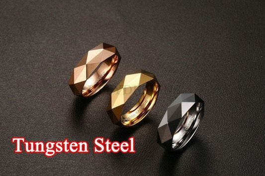 Personalized Ring, Prismatic Cut Surface, Custom Name Ring, Tungsten Carbide Ring, Promise Ring, Engraved Ring, Wedding Band, Gift For Her