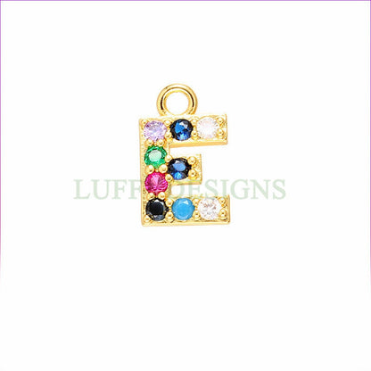 Uppercase Letter Charm, Alphabet Charm, Gold Letter Pendant With Crystal Zircon, 26 Letters CZ Initial Charms, Colorful Initial Pendant