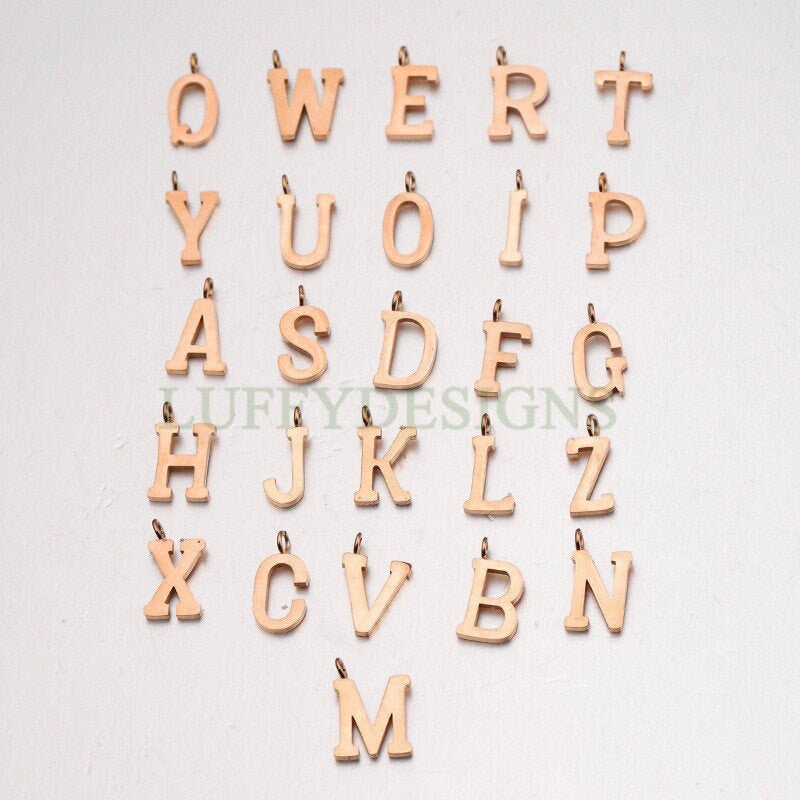 Uppercase Letter Charm, Alphabet Charm, Gold Letter Pendant, 26 Letters Initial Charms, Gold Plated Stainless Steel,Mirror Polished Letter