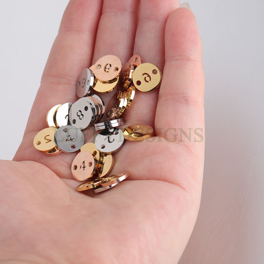 5pcs Number Charms, Gold Number Link Connector, Anniversary Bracelet Supply, 18K Gold Plated Stainless Steel, Mirror Polished Number
