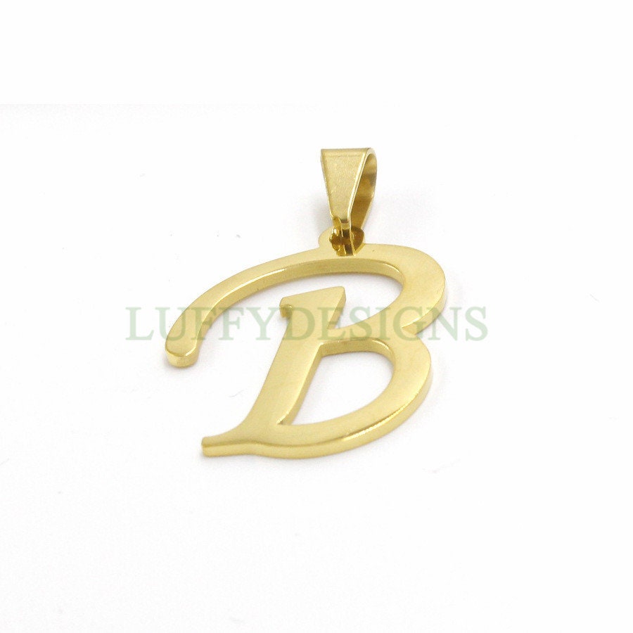 Uppercase Letter Charm, Alphabet Charm, Gold Letter Charm, 26 Letters Initial Charms, 18K Gold Plated Stainless Steel,Mirror Polished Letter