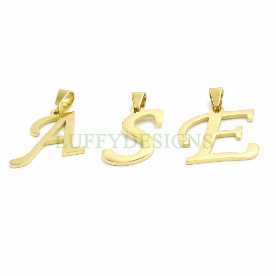 Uppercase Letter Charm, Alphabet Charm, Gold Letter Charm, 26 Letters Initial Charms, 18K Gold Plated Stainless Steel,Mirror Polished Letter