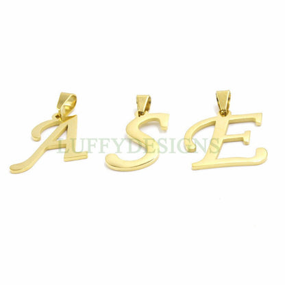 Uppercase Letter Charm, Alphabet Charm, Gold Letter Charm, 26 Letters Initial Charms, 18K Gold Plated Stainless Steel,Mirror Polished Letter