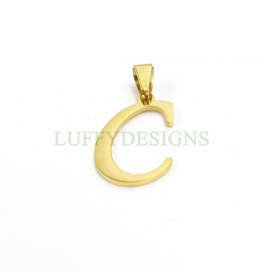 Uppercase Letter Charm, Alphabet Charm, Gold Letter Charm, 26 Letters Initial Charms, 18K Gold Plated Stainless Steel,Mirror Polished Letter