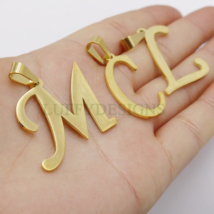 Uppercase Letter Charm, Alphabet Charm, Gold Letter Charm, 26 Letters Initial Charms, 18K Gold Plated Stainless Steel,Mirror Polished Letter