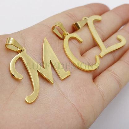 Uppercase Letter Charm, Alphabet Charm, Gold Letter Charm, 26 Letters Initial Charms, 18K Gold Plated Stainless Steel,Mirror Polished Letter